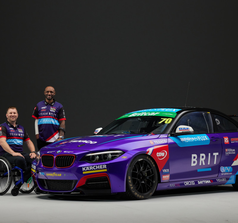 Paul Fullick disabled racing driver sponsored by SHD Composites in Mclaren race car